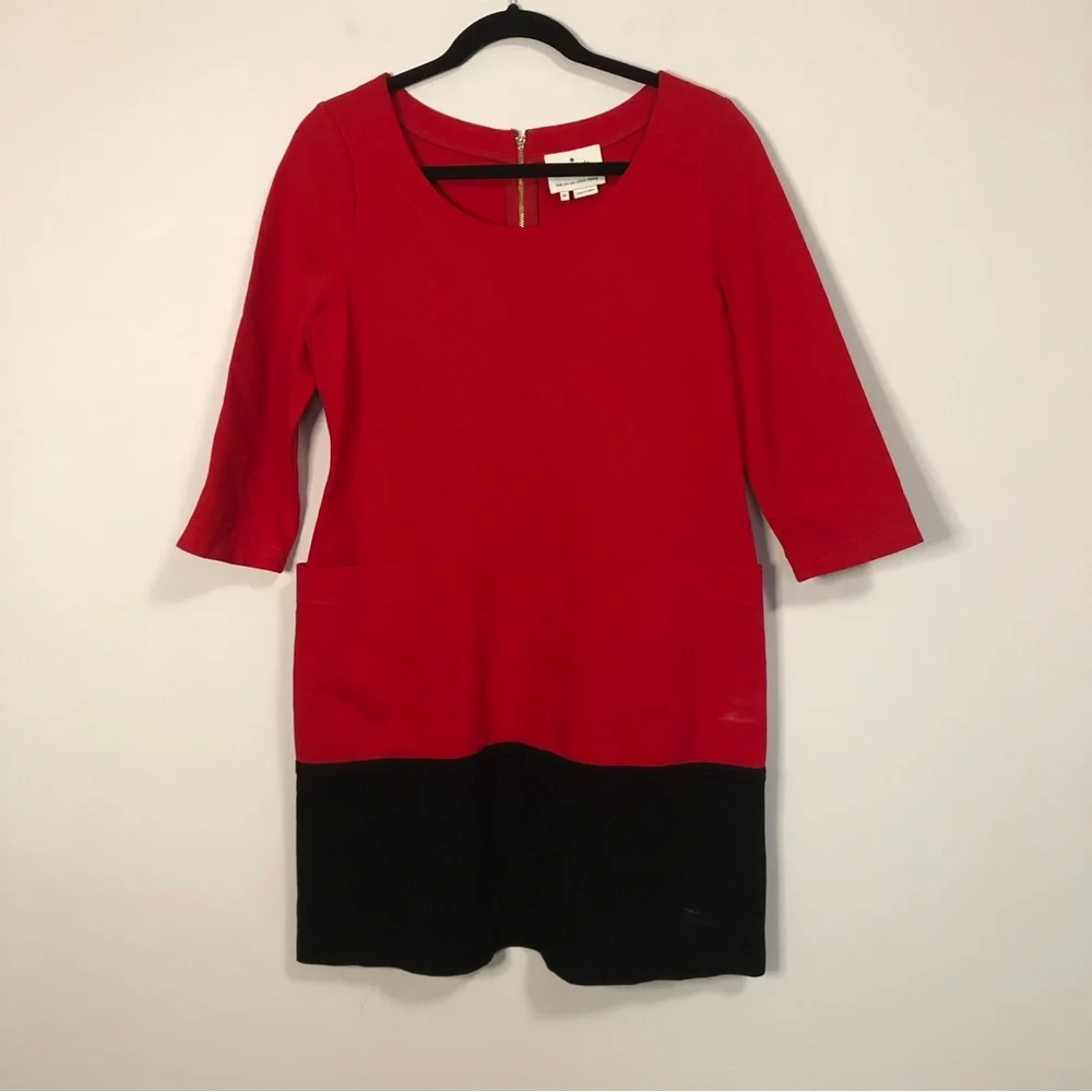 Kate Spade Racquel Ponte Colorblock Red Black Sheath Dress Medium